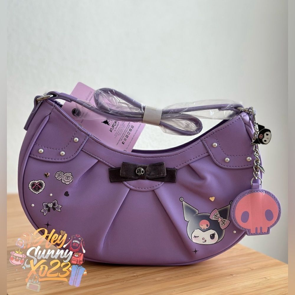 Her Universe Kuromi Lavender Baguette Bag With Mirror Key Chain - Picture 1 of 6